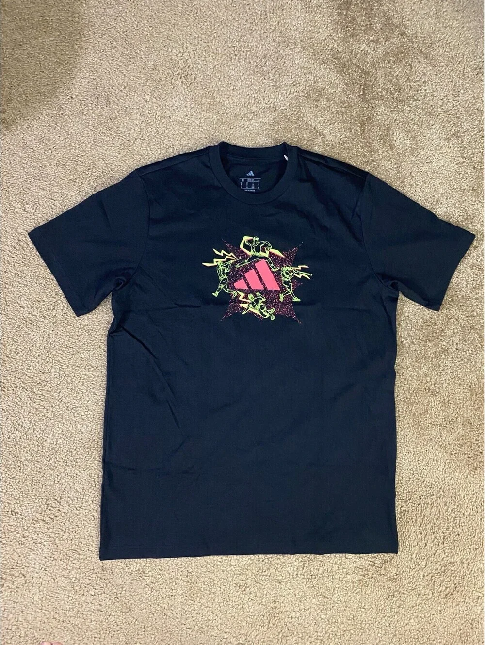 Adidas Shades HBR Graphic Baseball T Shirt Mens Medium Black Cotton Loose Fit